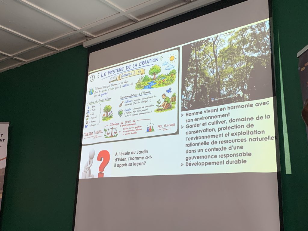 Bureau CREDDA ULPGL, presentation par l'éminent professeur Kennedy Kihangi sur les mystères de la création en marge du Week-end ecologique du CREDDA à l'ULPGL-Goma au 22 Août 2026.